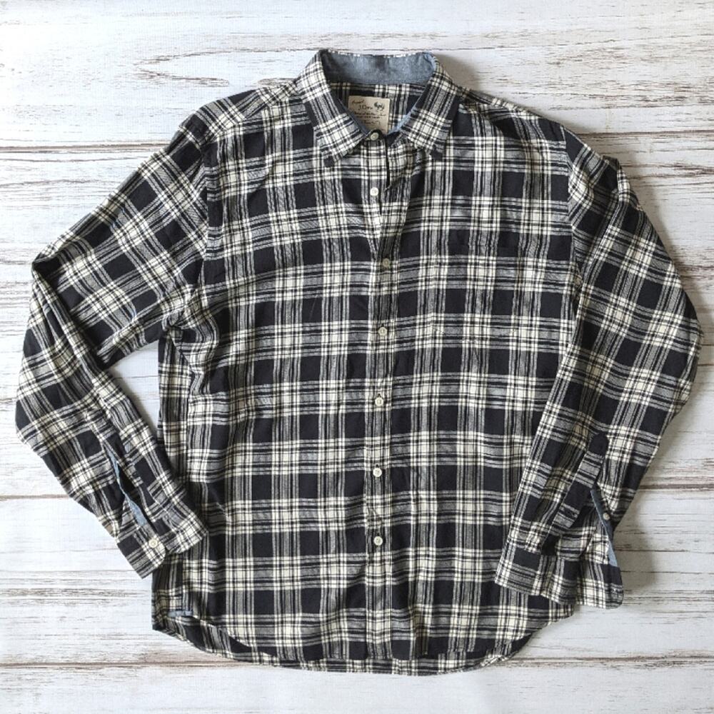 J Crew Brushed Cotton Plaid Button Down Shirt Lg